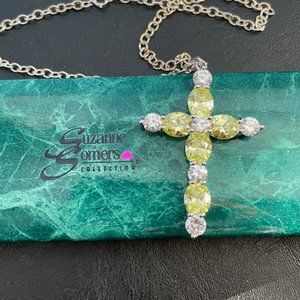 Vintage Suzanne Somers sterling silver necklace w/ cross set in cubic zirconias